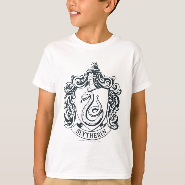 Harry Potter | Slytherin Crest - Black and White T-Shirt (Front)