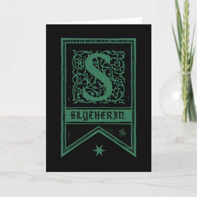 Harry Potter | Slytherin Monogram Banner Note Card (Front)