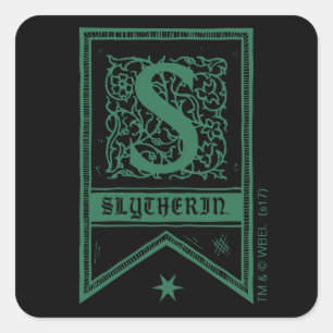 Harry Potter   Slytherin Monogram Banner Square Sticker