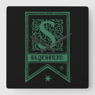 Harry Potter | Slytherin Monogram Banner Square Wall Clock