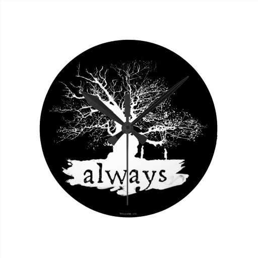 Image of Harry Potter Spell | Always Quote Silhouette Round Clock