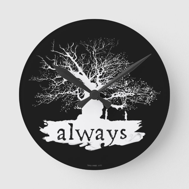 Harry Potter Spell | Always Quote Silhouette Round Clock (Front)