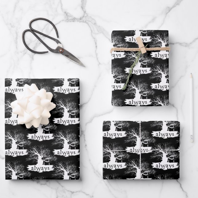 Harry Potter Spell | Always Quote Silhouette Wrapping Paper Sheet (Front)