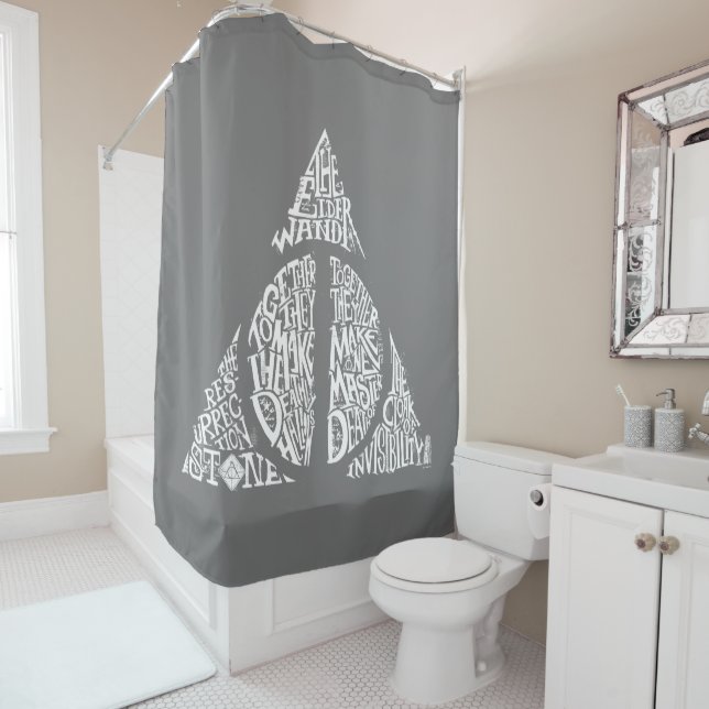 Harry Potter Spell | DEATHLY HALLOWS Graphic 2 Shower Curtain (In Situ)