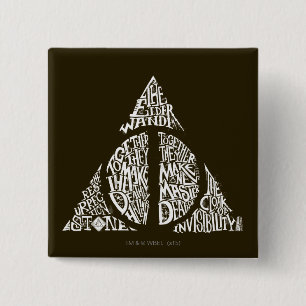 Harry Potter Spell   DEATHLY HALLOWS Typography Gr 15 Cm Square Badge