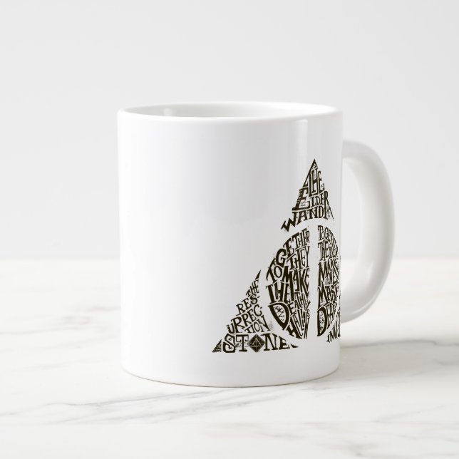Harry Potter Spell | DEATHLY HALLOWS Typography Gr Large Coffee Mug (Front Right)