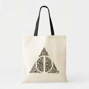 Harry Potter Spell DEATHLY HALLOWS Typography Gr Tote Bag