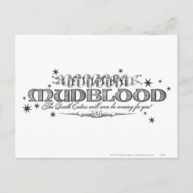 Harry Potter Spell | Filthy Mudblood Postcard (Front)