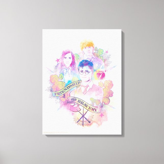 Harry Potter Spell | Harry, Hermione, & Ron Waterc Canvas Print (Front)