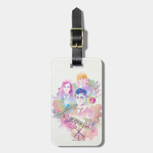 Harry Potter Spell | Harry, Hermione, & Ron Waterc Luggage Tag (Front Vertical)