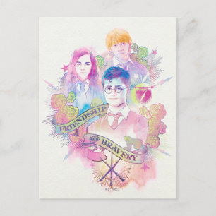 Harry Potter Spell Harry, Hermione, & Ron Waterc Postcard