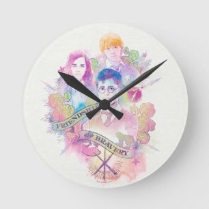 Harry Potter Spell   Harry, Hermione, & Ron Waterc Round Clock