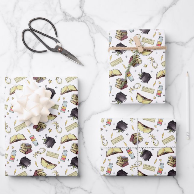 HARRY POTTER™ Spells & Books Pattern Wrapping Paper Sheet (Front)