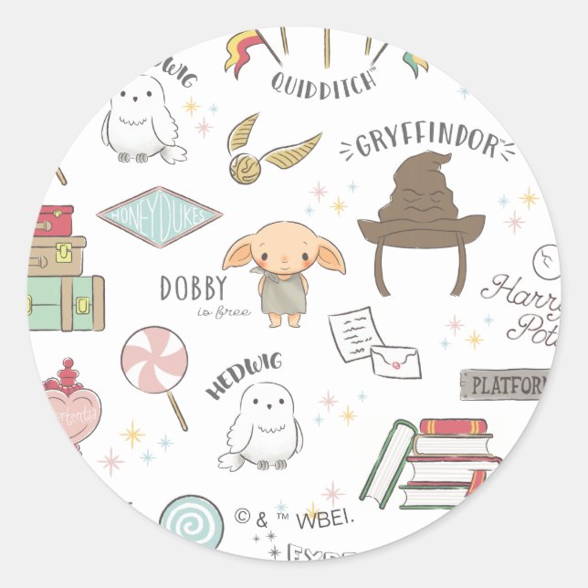 HARRY POTTER™ Tiny Magic Pattern Classic Round Sticker (Front)