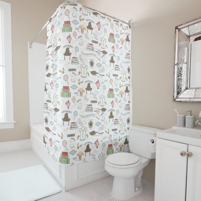 HARRY POTTER™ Tiny Magic Pattern Shower Curtain (In Situ)