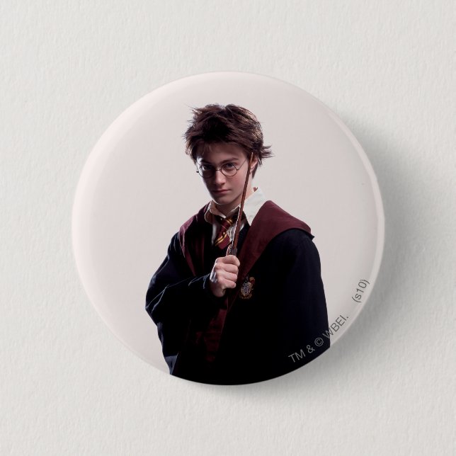 Harry Potter Wand Raised 6 Cm Round Badge (Front)