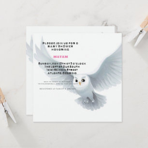 Harry Potter White Owl Baby Shower Invitation
