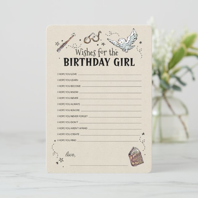 Harry Potter - Wishes for the Birthday Girl Invitation (Standing Front)