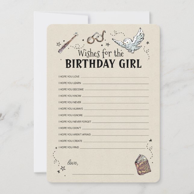 Harry Potter - Wishes for the Birthday Girl Invitation (Front)