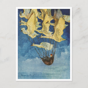 Harry Rountree Child Flying with Wild Swans Postcard