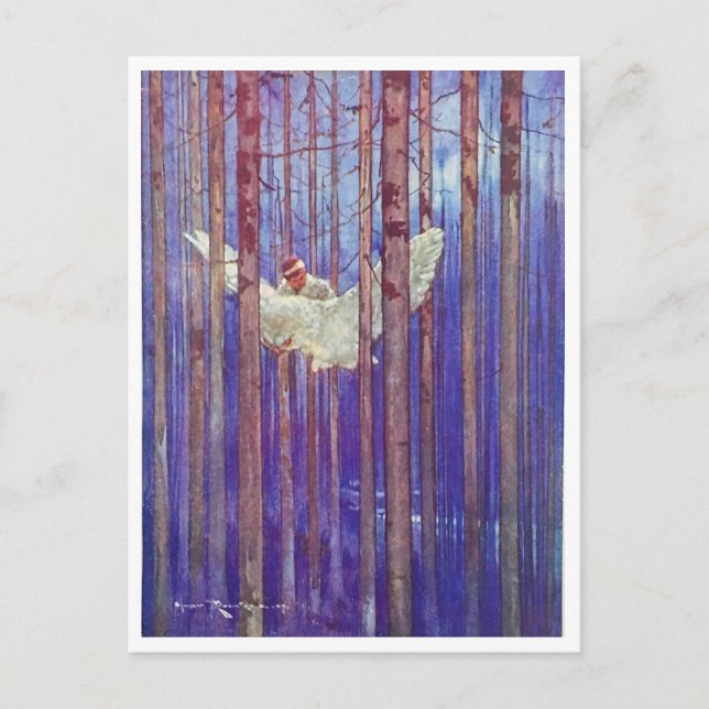 Harry Rountree Child Riding White Bird Postcard (Front)