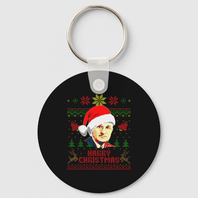 Harry S Truman Funny Christmas  Key Ring (Front)