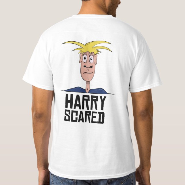 Harry Scared White Mens T-Shirt (Back)