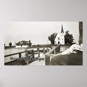 Harsens Island Michigan St Marks Church 1925 view Poster