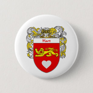 Hart Coat of Arms/Family Crest (Mantled) 6 Cm Round Badge