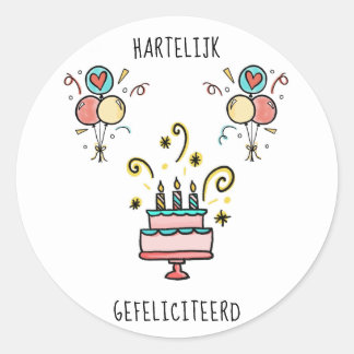 Hartelijk Gefeliciteerd | Happy Birthday Classic Round Sticker