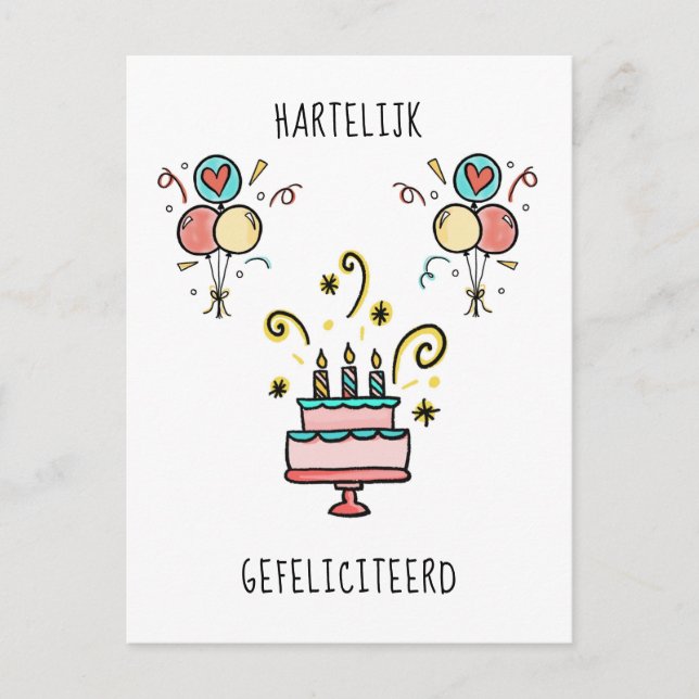 Hartelijk Gefeliciteerd | Happy Birthday Postcard (Front)