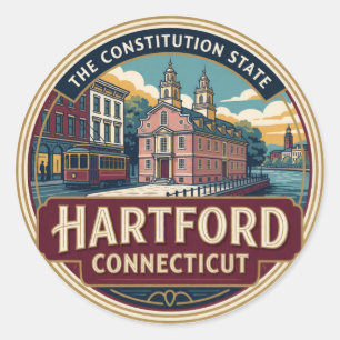 Hartford Connecticut Capital Historic Travel Memor Classic Round Sticker