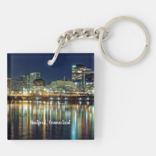 Hartford, Connecticut labelled cityscape photograp Key Ring