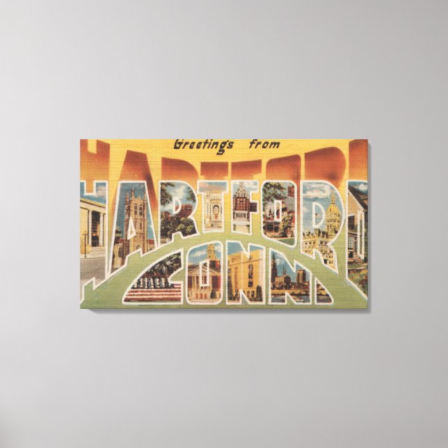 Hartford, Connecticut - Large Letter Scenes 2 Canvas Print (Front)