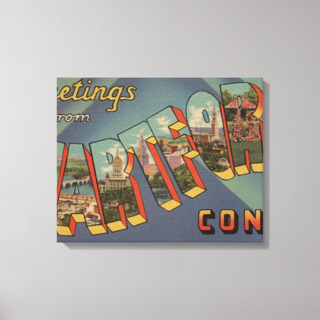 Hartford, Connecticut - Large Letter Scenes Canvas Print (Front)