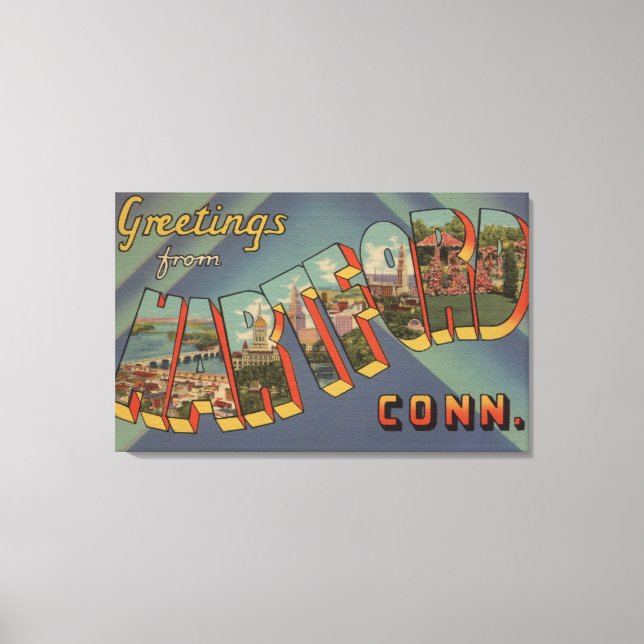 Hartford, Connecticut - Large Letter Scenes Canvas Print (Front)