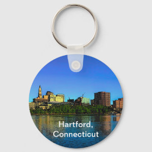 Hartford Connecticut Skyline Cartoon Key Ring