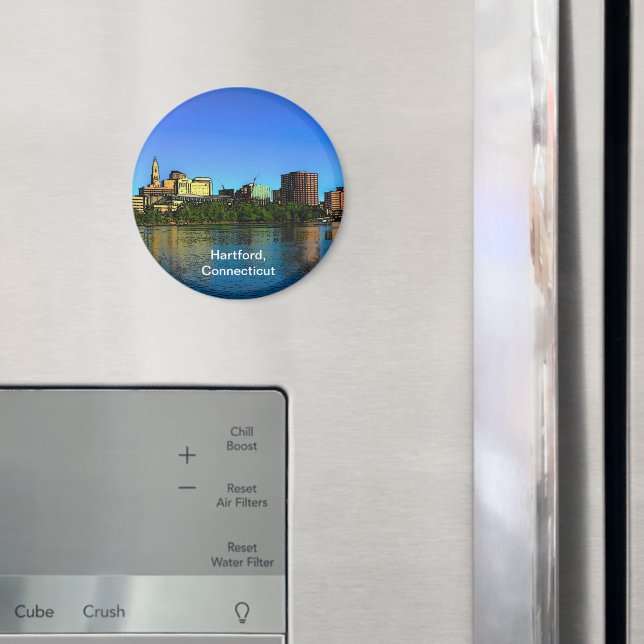 Hartford Connecticut Skyline Cartoon Magnet (In Situ (Fridge))
