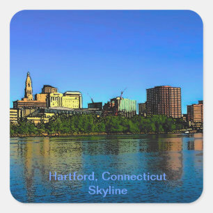 Hartford Connecticut Skyline Cartoon Square Sticker
