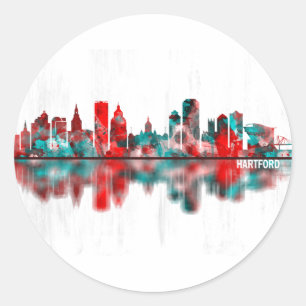 Hartford Connecticut Skyline Classic Round Sticker