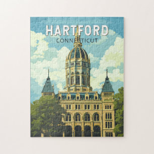 Hartford Connecticut Travel Art Vintage Jigsaw Puzzle