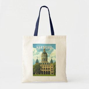Hartford Connecticut Travel Art Vintage Tote Bag