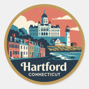 Hartford Connecticut USA New England History Trave Classic Round Sticker