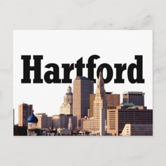 Hartford CT Skyline with "Hartford" in the sky Postcard