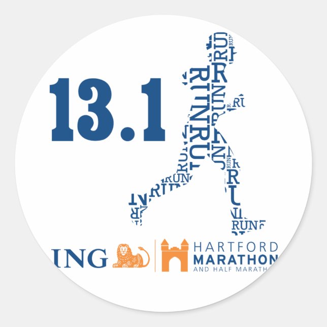 Hartford Half-Marathon: 13.1 Classic Round Sticker (Front)