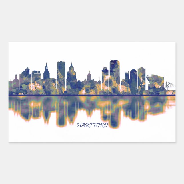 Hartford Skyline Rectangular Sticker (Front)