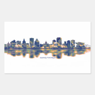 Hartford Skyline Rectangular Sticker