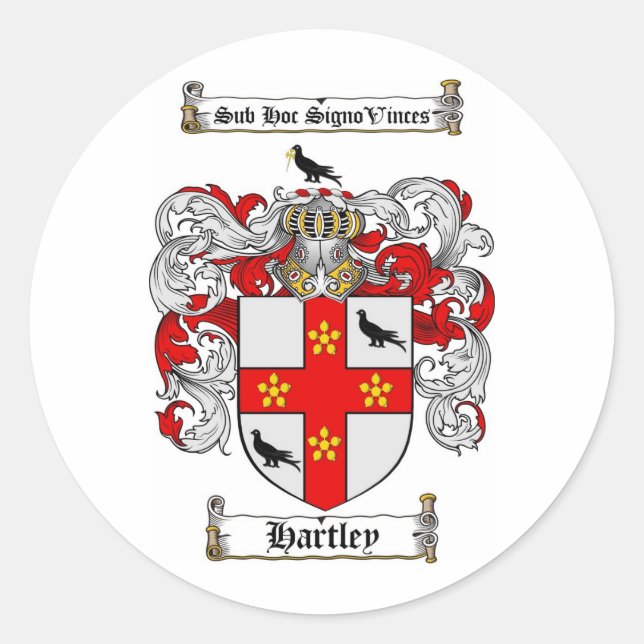 HARTLEY FAMILY CREST -  HARTLEY COAT OF ARMS CLASSIC ROUND STICKER (Front)