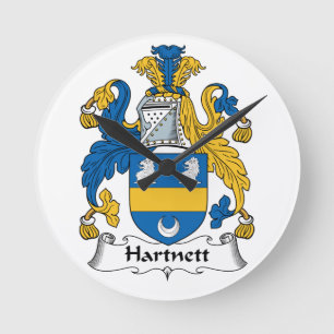 Hartnett Family Crest Round Clock