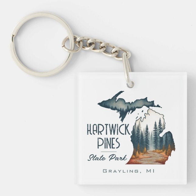 Hartwick Pines State Park Souvenir Gift Key Ring (Front)
